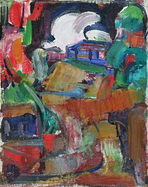 Walter Jonas — Indische Landschaft, Almora mit weisser Wolke, 1951