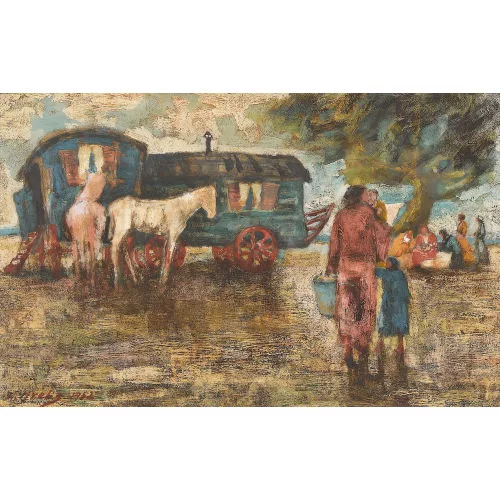 Walter Krebs — Landschaft mit Fahrenden.