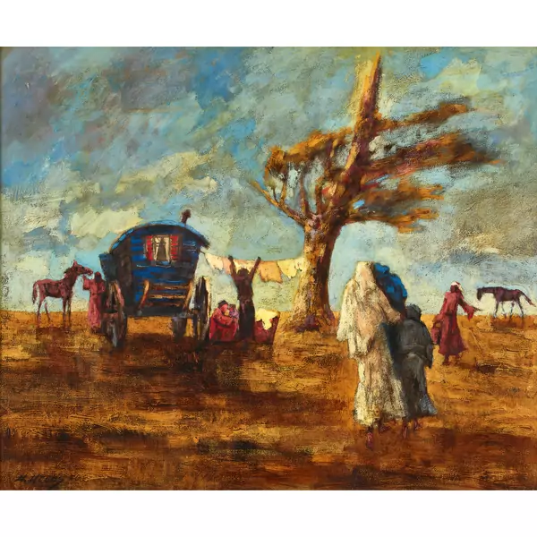Landschaft mit Fahrenden