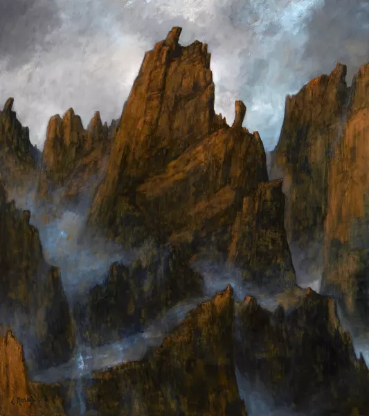 Felsen mit Nebel