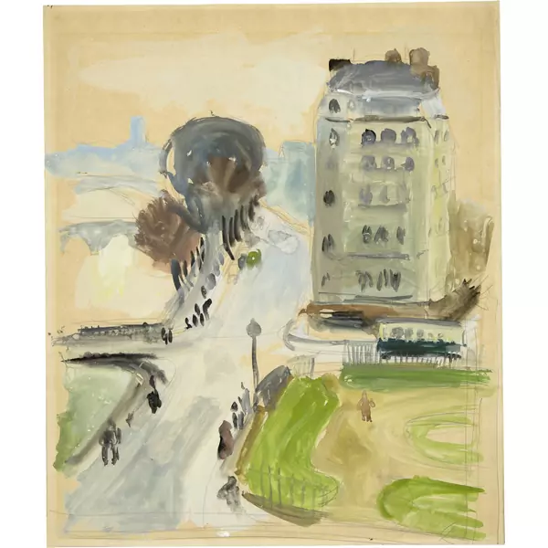 Walter Kurt Wiemken — Haus und Strassenkreuzung an der Seine, Paris — Galerie Kornfeld