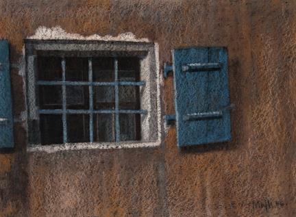 Walter Mafli (né en 1915), 'La fenêtre'. Pastel sur papier sbd et daté 86.