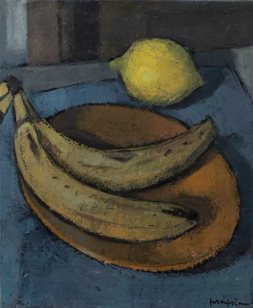 Walter MAFLI (1915-2017), 'Nature morte aux bananes et au citron', Huile sur toile — DognyAuction