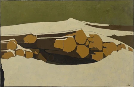 Rondins de bois dans la neige