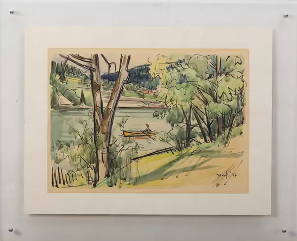 Walter MAFLI (1915 - 2017), Paysage pluvial, encre sur papier — DognyAuction