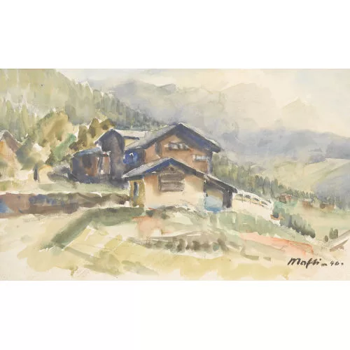 Walter Mafli — Sommerliche Gebirgspartie mit Chalets.