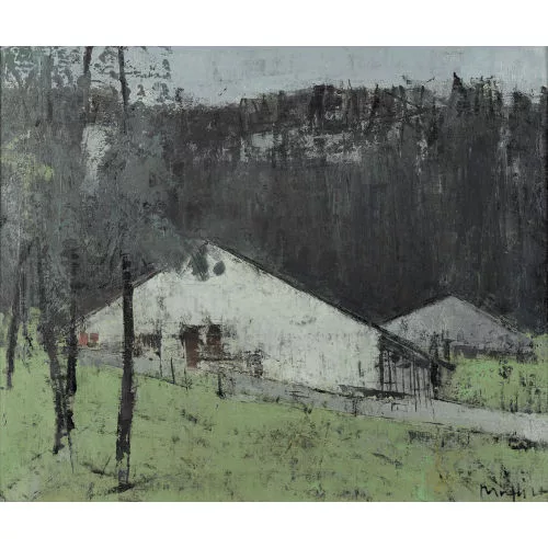 Walter Mafli — Jurahäuser vor Tannenwald.