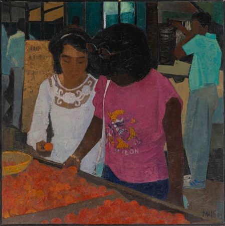 Jeunes filles au marché