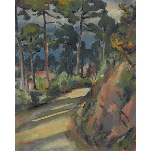 Walter Mafli — Sonnige Wegpartie in südlicher Landschaft.