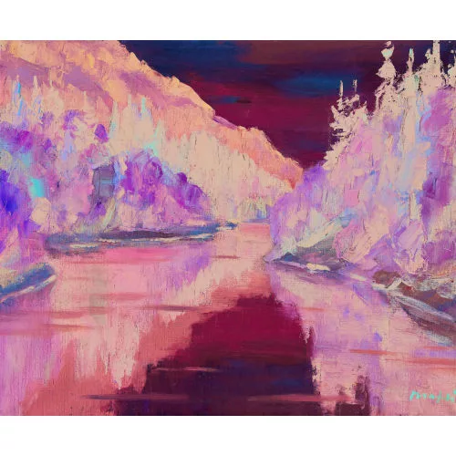 Walter Mafli — Sommerliche Flusslandschaft im Gebirge.