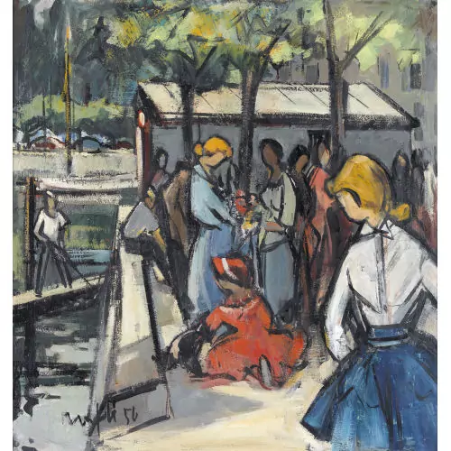 Sommerliche Promenade mit Spaziergängern