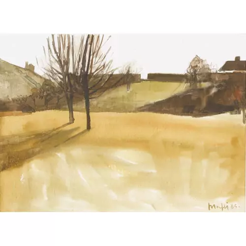 Sonnige Landschaft mit Bäumen
