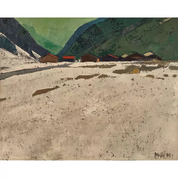 Gebirgslandschaft mit Häusern