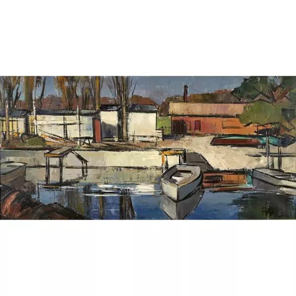 Kleiner Hafen mit Ruderbooten