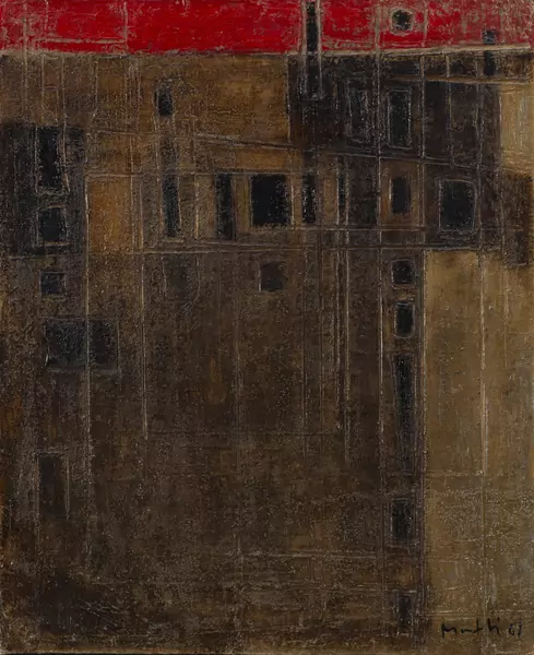 Walter MAFLI (1915-2017), "Composition", technique mixte sur toile — DognyAuction