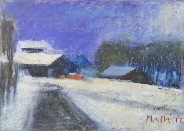 Walter MAFLI (1915-2017), 'Village sous la neige', pastel gras — DognyAuction