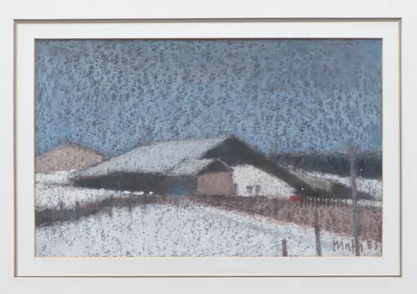 Walter MAFLI (1915-2017), 'Paysage de fermes en hiver', pastel gras — DognyAuction