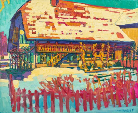 Winterlandschaft mit Bauernhof, 1991