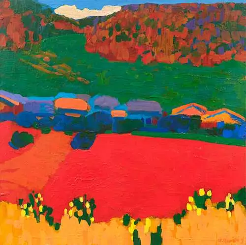 WALTER ROPÉLÉ — Rotes Feld und Bauernhäuser. 2003. — Koller Auktionen