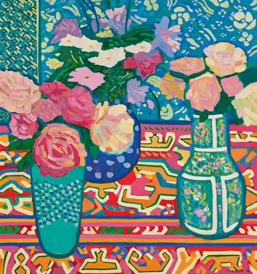 WALTER ROPÉLÉ — Still life with bouquet of roses. 1996. — Koller Auktionen