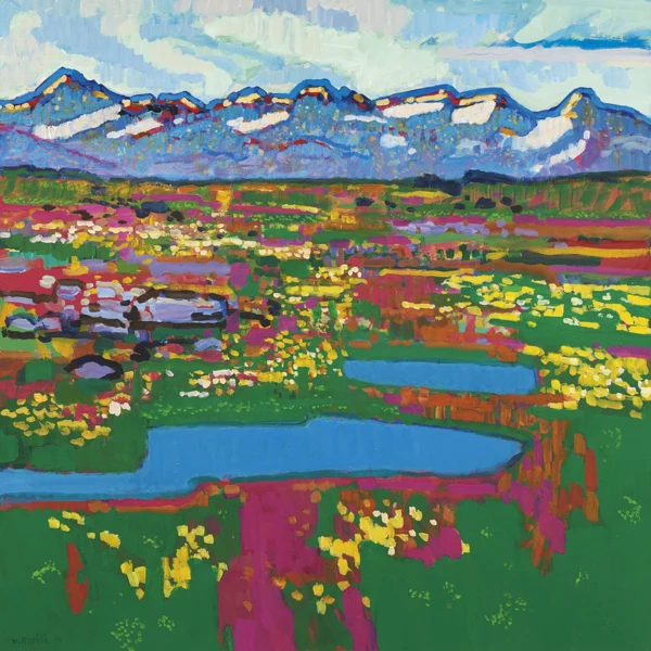 Walter Ropélé — Bergschau, Blick auf Finsteraahorn und Wetterhorn, 2014