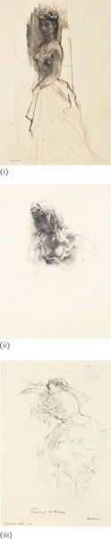 Walter Roshardt — i. Stehende junge Frau in langem Kleidii. Frau mit offenem Mieder, 1947iii. Liegendes Mädchen, 1948