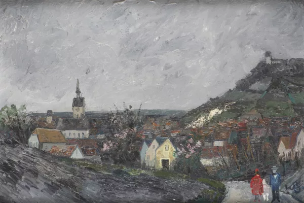 Walter Schneider — Paysage avec personnages et village