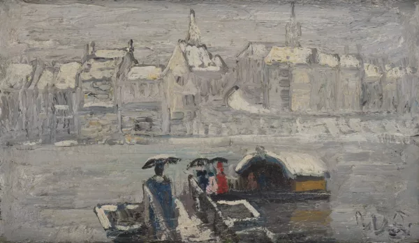 Walter Schneider — Ponton et bateau sous la neige