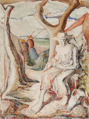 Walter Wahrenberger — Stillende Mutter am Feldrand, Um 1925.