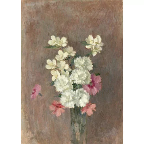 Werner Gfeller — Stillleben mit Kirschblüten und Nelken.