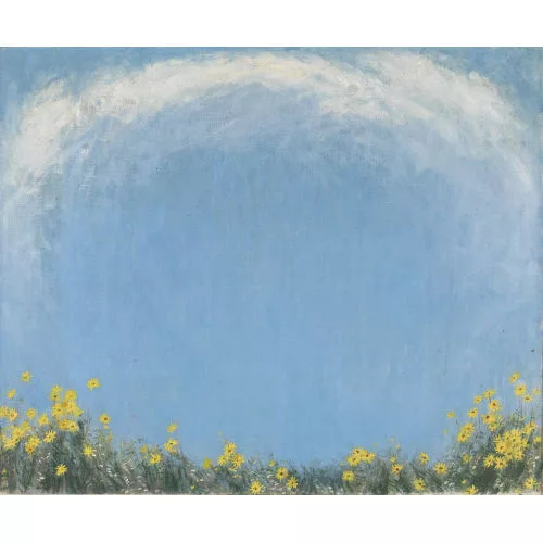 Werner Gfeller — Gelbe Margeriten vor blauem Himmel.