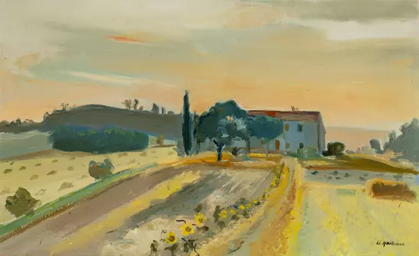 Landschaft mit Sonnenblumen
