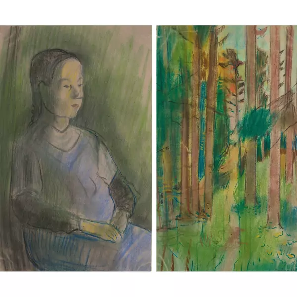 Waldweg. / Mädchenporträt