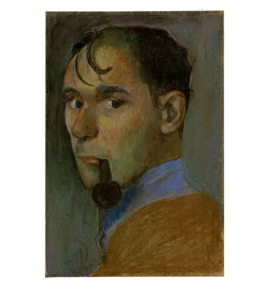 Werner Neuhaus — Selbstbildnis mit Pfeife — Galerie Kornfeld