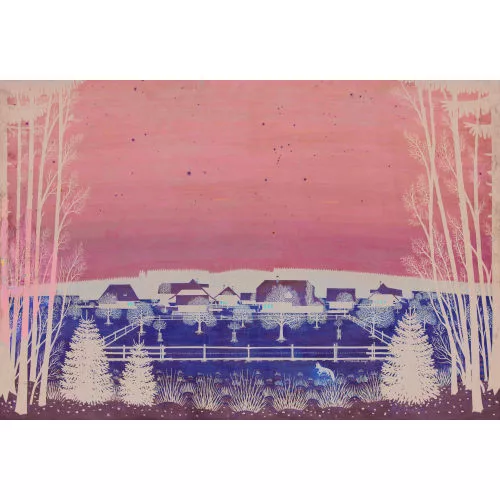 Werner Schmutz — Nächtliche Winterlandschaft mit Bauernhäusern.