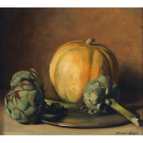 Stillleben mit Melone und Artischocken