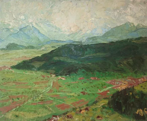 Werner Weiskönig — Blick ins Rheintal von Meldegg aus, 1942