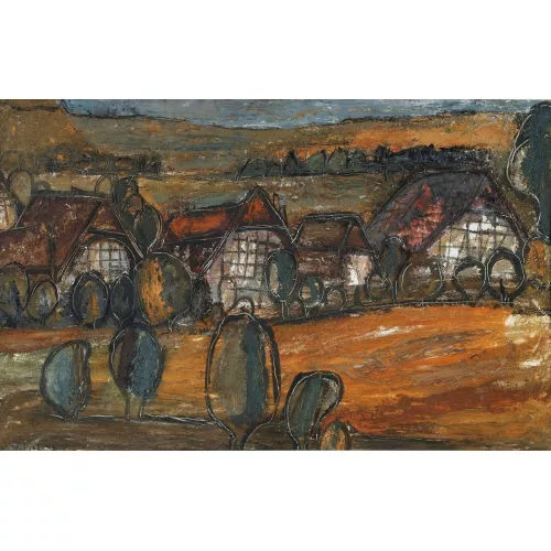 Werner Witschi — Landschaft mit Bauernhäusern.
