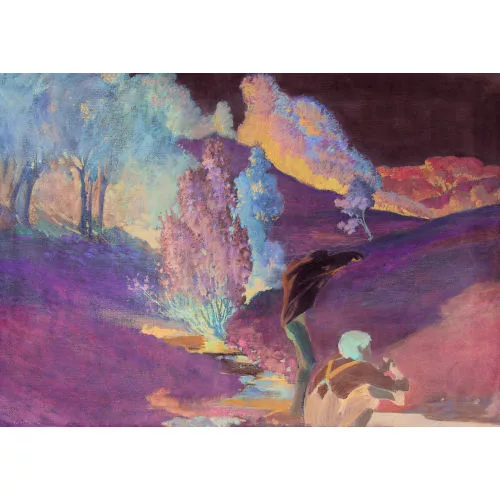 Wilhelm Balmer — Sommerliche Bachlandschaft mit zwei Knaben.