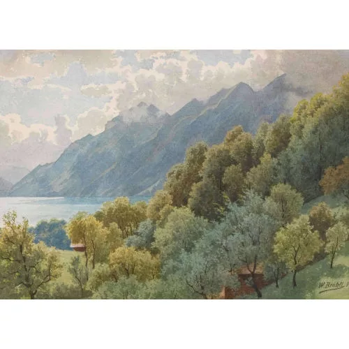 WILHELM BERNHARD BENTELI — "Bei Brienz mit Augsmatthorn".