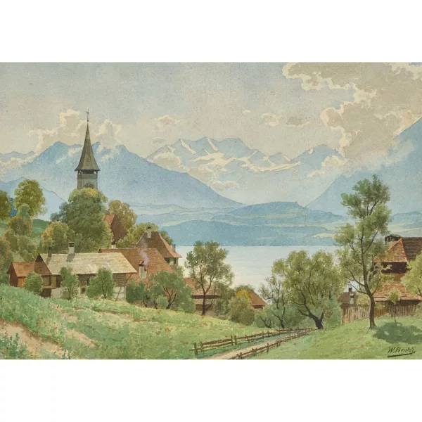 WILHELM BERNHARD BENTELI — "Kirche von Hilterfingen".
