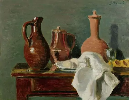 WILHELM GIMMI — Stilleben mit Krügen auf einem Tisch. — Koller Auktionen