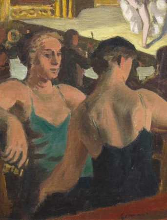 Deux Dames dans une loge avec vue sur la scène, um 1930