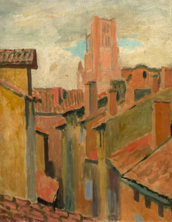 Cathédrale d'Albi au-dessus des toits, 1927