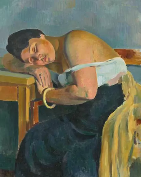 WILHELM GIMMI — Dormeuse appuyée sur une table. 1925. — Koller Auktionen