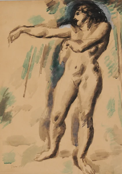 Wilhelm Gimmi — Stehender weiblicher Akt, 1916