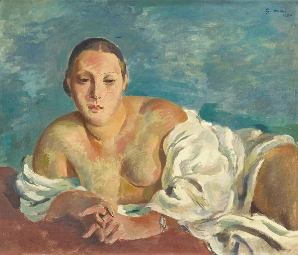 Wilhelm Gimmi — Demi-nu au peignoir, 1924