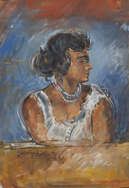 Wilhelm GIMMI (1886-1965), 'Etude d'une femme de profil', gouache — DognyAuction