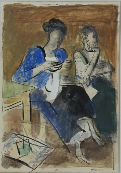 Wilhelm Gimmi — 2 Blätter: Zwei Frauen; Frau an Tisch sitzend