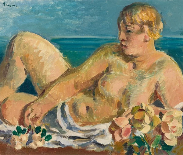 Wilhelm Gimmi — Nu aux fleurs, 1924
